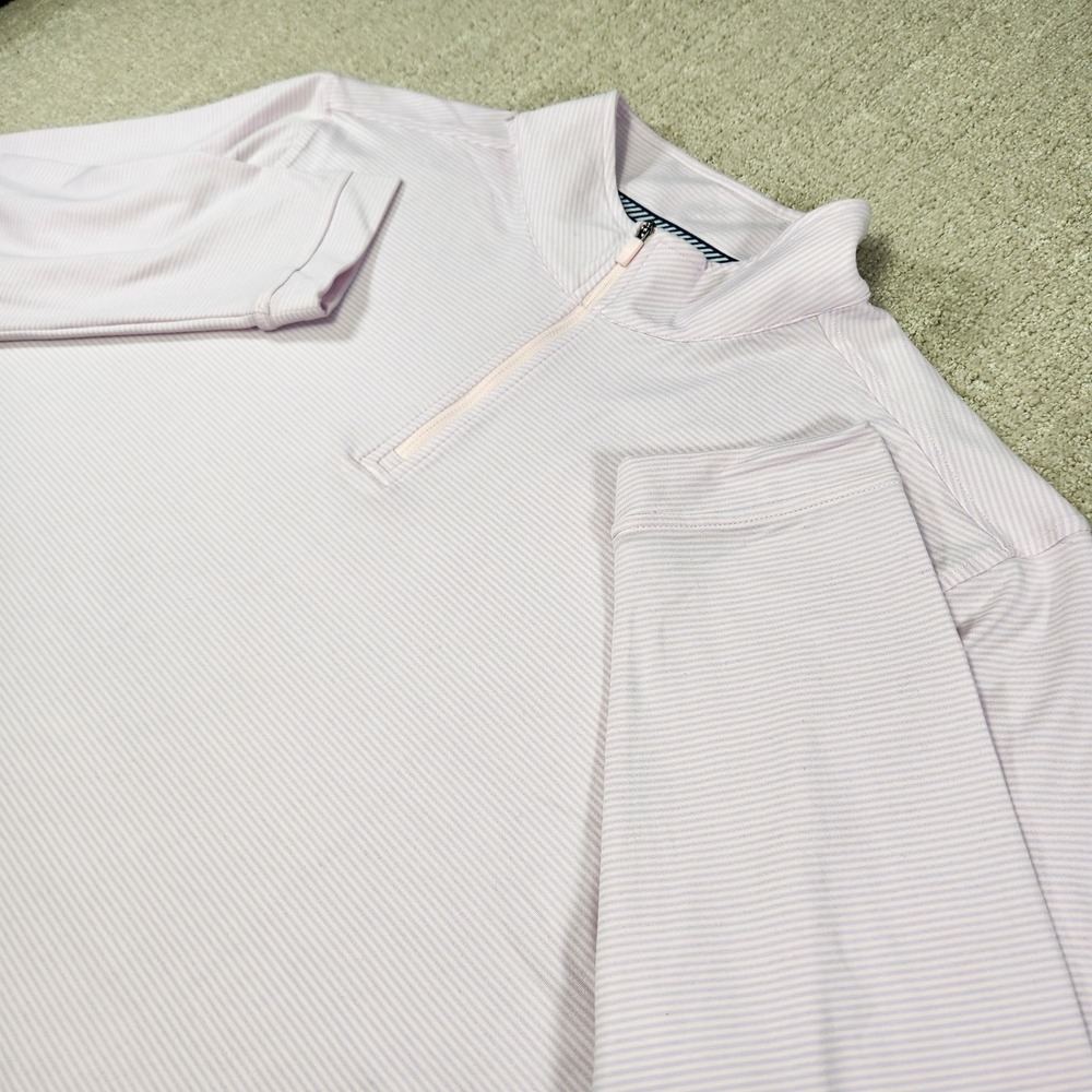 Southern Tide‎ Sweatshirt Men XXL Cruiser Micro Striped 1/4 Zip Performance Pink